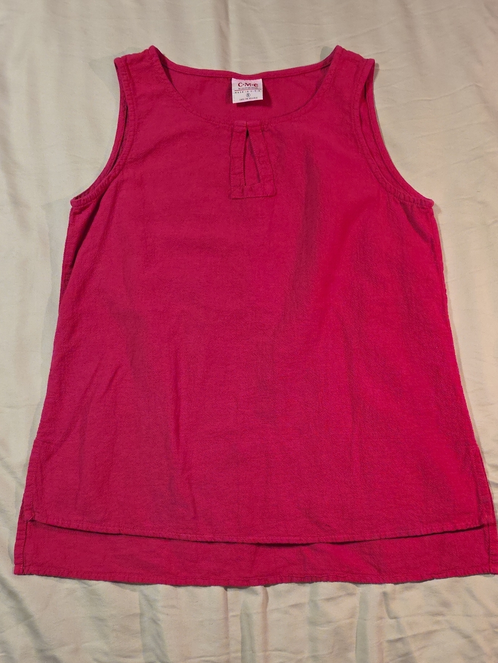 CMC by Color Me Cotton Hot Pink Sleeveless Tank Top / 100% Cotton / Made In USA